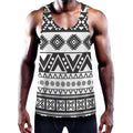 Dark Grey Aztec Pattern Print Men's Workout Tank Top