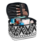 Dark Grey Aztec Pattern Print Travel Makeup Bag