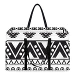 Dark Grey Aztec Pattern Print Utility Tote Bag