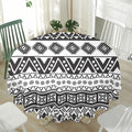 Dark Grey Aztec Pattern Print Waterproof Round Tablecloth
