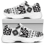 Dark Grey Aztec Pattern Print White Chunky Shoes