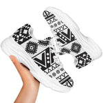 Dark Grey Aztec Pattern Print White Chunky Shoes