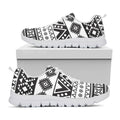 Dark Grey Aztec Pattern Print White Running Shoes