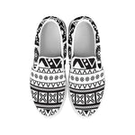 Dark Grey Aztec Pattern Print White Slip On Sneakers