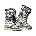 Dark Grey Aztec Pattern Print Winter Boots