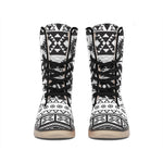 Dark Grey Aztec Pattern Print Winter Boots