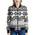 Dark Grey Aztec Pattern Print Women's Bomber Jacket