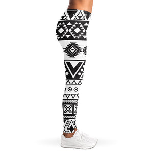 Dark Grey Aztec Pattern Print Women's Leggings