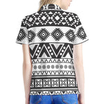 Dark Grey Aztec Pattern Print Women's Polo Shirt