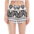 Dark Grey Aztec Pattern Print Women's Split Running Shorts