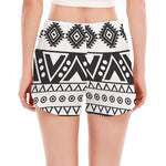 Dark Grey Aztec Pattern Print Women's Split Running Shorts