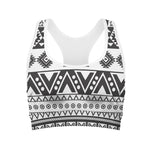 Dark Grey Aztec Pattern Print Women's Sports Bra