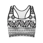 Dark Grey Aztec Pattern Print Women's Sports Bra