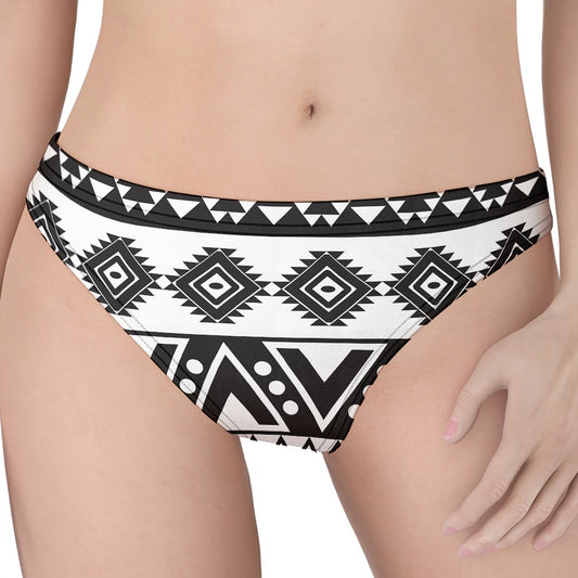 Dark Grey Aztec Pattern Print Women's Thong