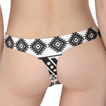 Dark Grey Aztec Pattern Print Women's Thong