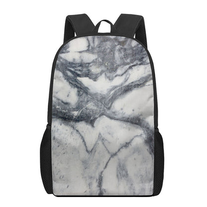Dark Grey White Marble Print 17 Inch Backpack
