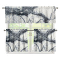 Dark Grey White Marble Print 3 Piece Kitchen Curtains