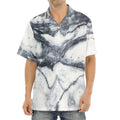 Dark Grey White Marble Print Aloha Shirt