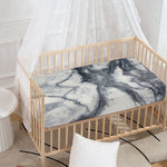 Dark Grey White Marble Print Baby Crib Sheet