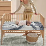 Dark Grey White Marble Print Baby Crib Sheet
