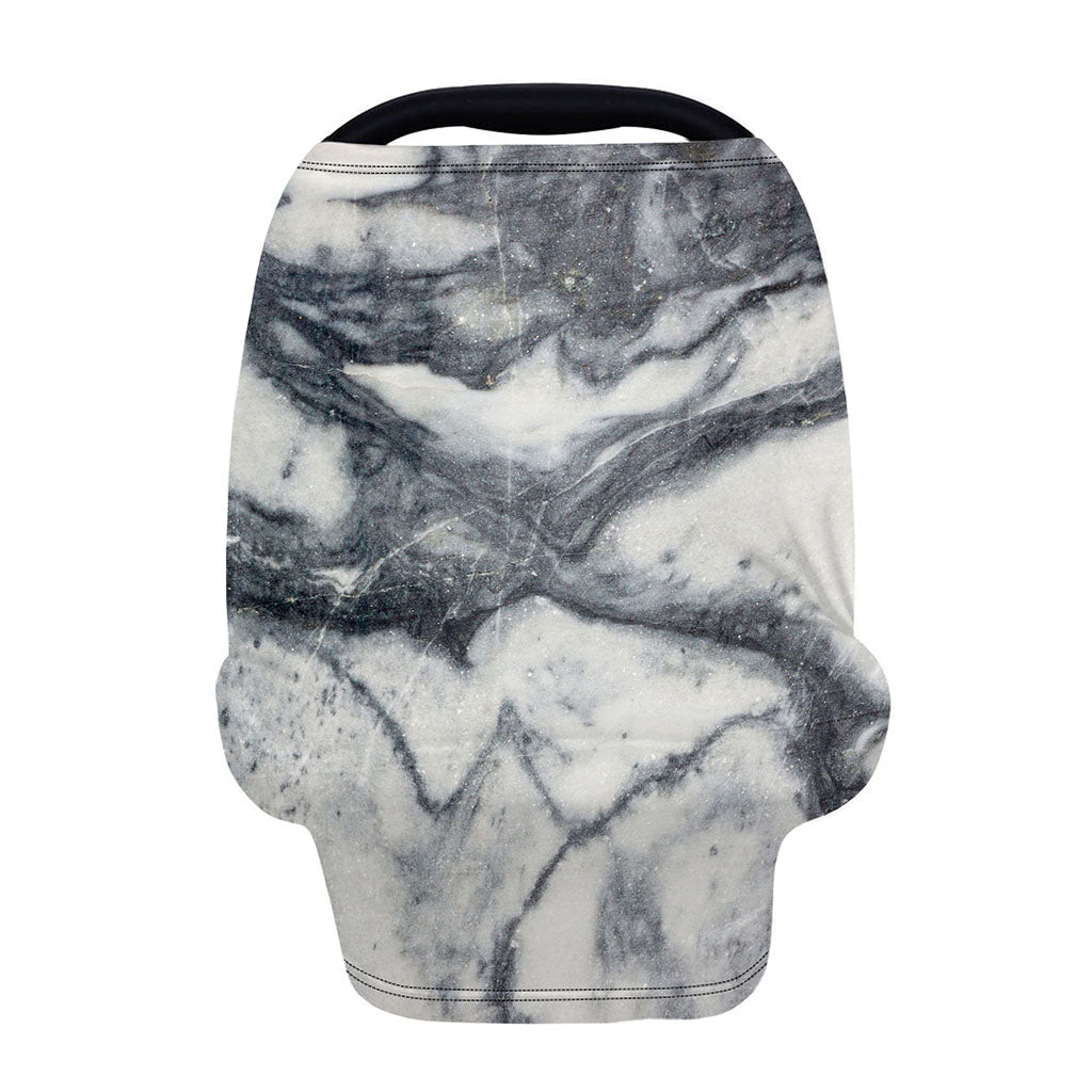 Dark Grey White Marble Print Baby Seat Cover