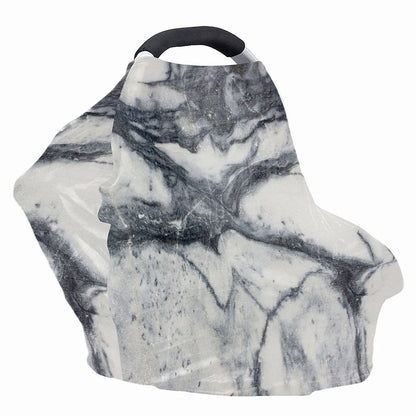 Dark Grey White Marble Print Baby Seat Cover
