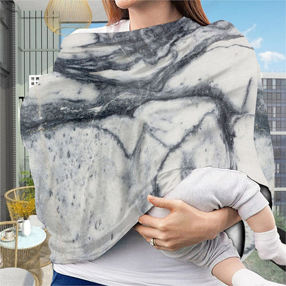 Dark Grey White Marble Print Baby Seat Cover