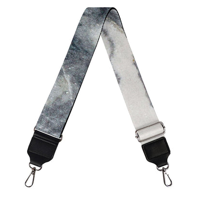Dark Grey White Marble Print Bag Strap