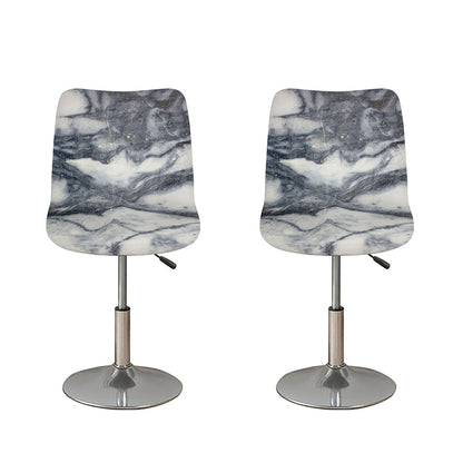 Dark Grey White Marble Print Bar Stool Covers