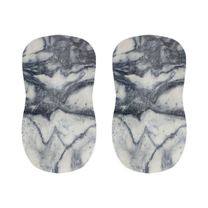 Dark Grey White Marble Print Bar Stool Covers