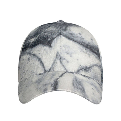 Dark Grey White Marble Print Baseball Cap