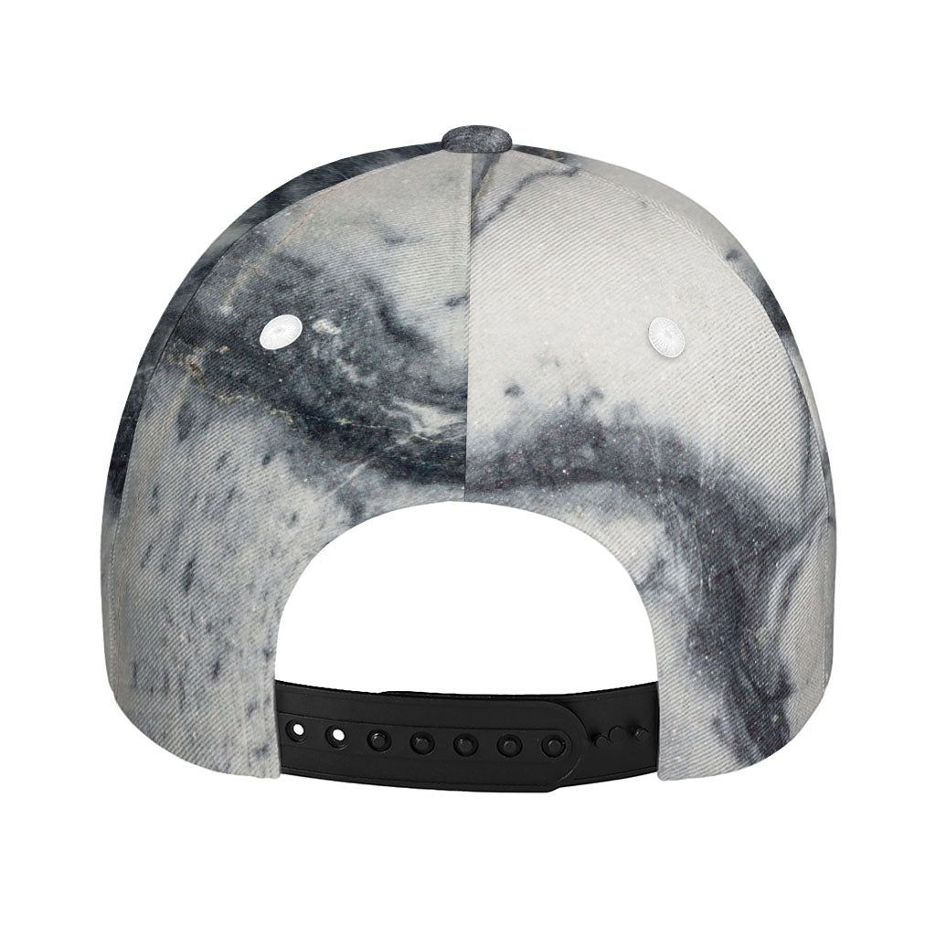 Dark Grey White Marble Print Baseball Cap
