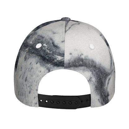 Dark Grey White Marble Print Baseball Cap