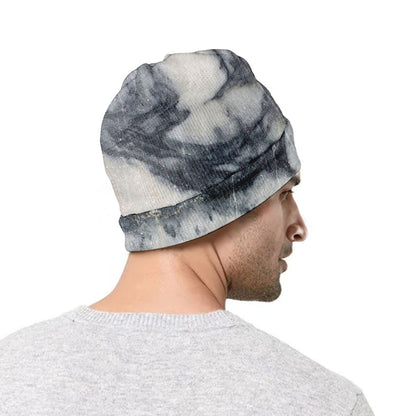 Dark Grey White Marble Print Beanie