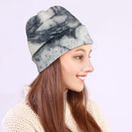 Dark Grey White Marble Print Beanie