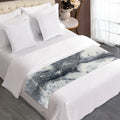 Dark Grey White Marble Print Bed Runner