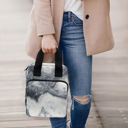 Dark Grey White Marble Print Bible Tote Bag