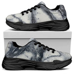 Dark Grey White Marble Print Black Chunky Shoes