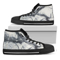 Dark Grey White Marble Print Black High Top Sneakers