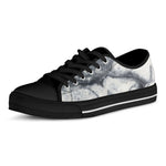 Dark Grey White Marble Print Black Low Top Sneakers