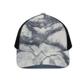 Dark Grey White Marble Print Black Mesh Trucker Hat