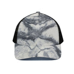 Dark Grey White Marble Print Black Mesh Trucker Cap