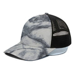 Dark Grey White Marble Print Black Mesh Trucker Cap