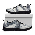 Dark Grey White Marble Print Black Running Shoes