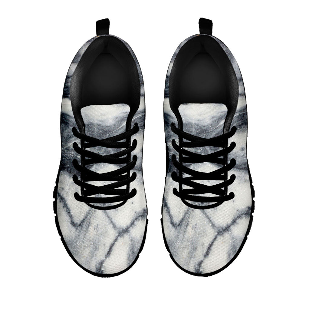 Dark Grey White Marble Print Black Running Shoes