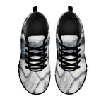 Dark Grey White Marble Print Black Running Shoes