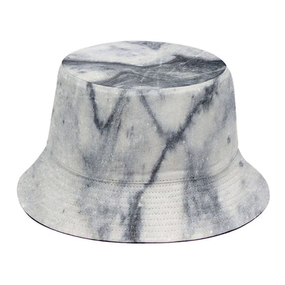 Dark Grey White Marble Print Bucket Hat
