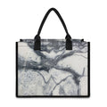 Dark Grey White Marble Print Canvas Tote Bag