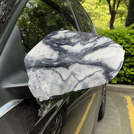 Dark Grey White Marble Print Car Side Mirror Covers