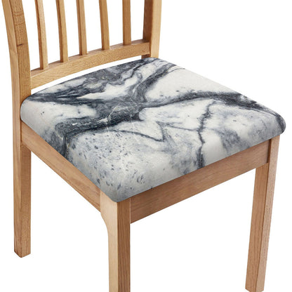Dark Grey White Marble Print Chair Cushion Cover